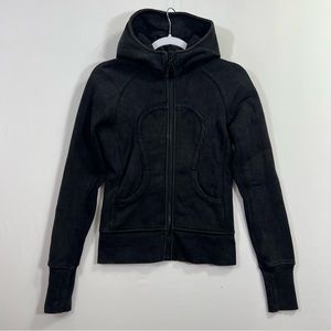 Lululemon Scuba Full Zip Hoodie Jacket Womens 2 Black Fleece Athletic Yoga Gym